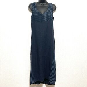 Luca Vanucci Woman 100% LINEN Blue with Stripes Italy Dress Size M